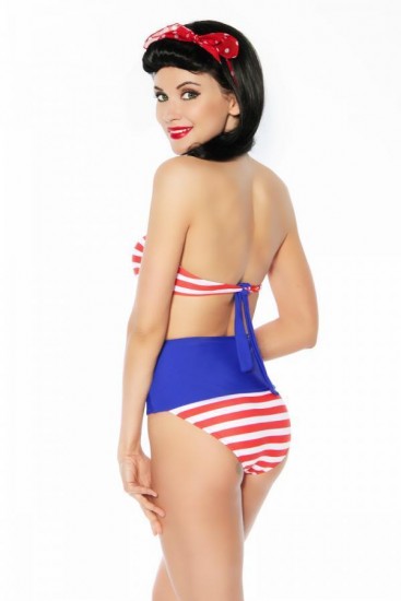 Vintage Bandeau-Bikini im Marine-Look