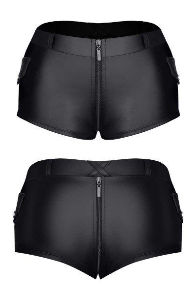 Wetlook Damenshorts mit Reißverschluss