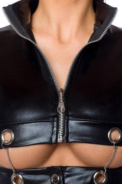 Wetlook-Set mit Underboob-Jacke