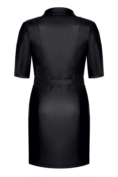 Wetlook Kleid mit Taschen in schwarz