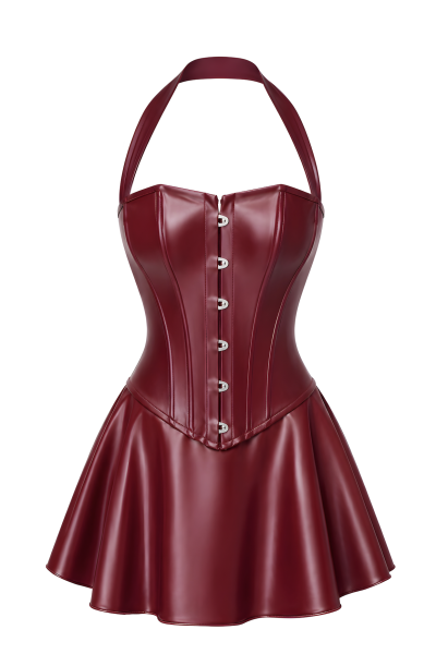 Wetlook Korsett-Minikleid in Burgund