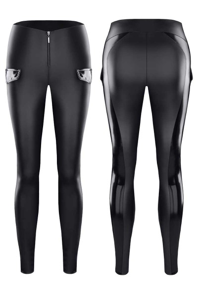 Wetlook Leggings mit Lack schwarz