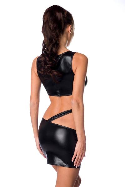 Wetlook-Minikleid mit Cutouts