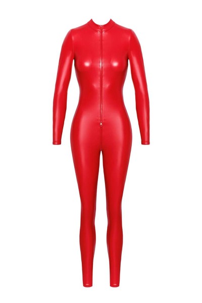 Wetlook Overall mit Reißverschluss Rot