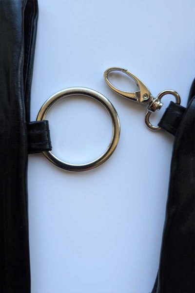 Wetlook Set mit Top und Rock schwarz