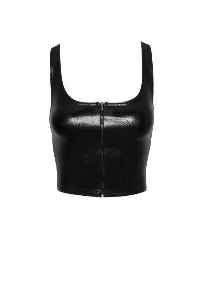 Sexy Wetlook Top mit Reißverschluss
