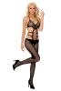 Bodystocking schwarz mit offene Schritt