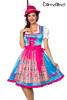 Premium Dirndl mit Handstickereien in blau/pink