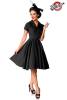 Schwarzes Retro Swing-Kleid mit Umlegekragen