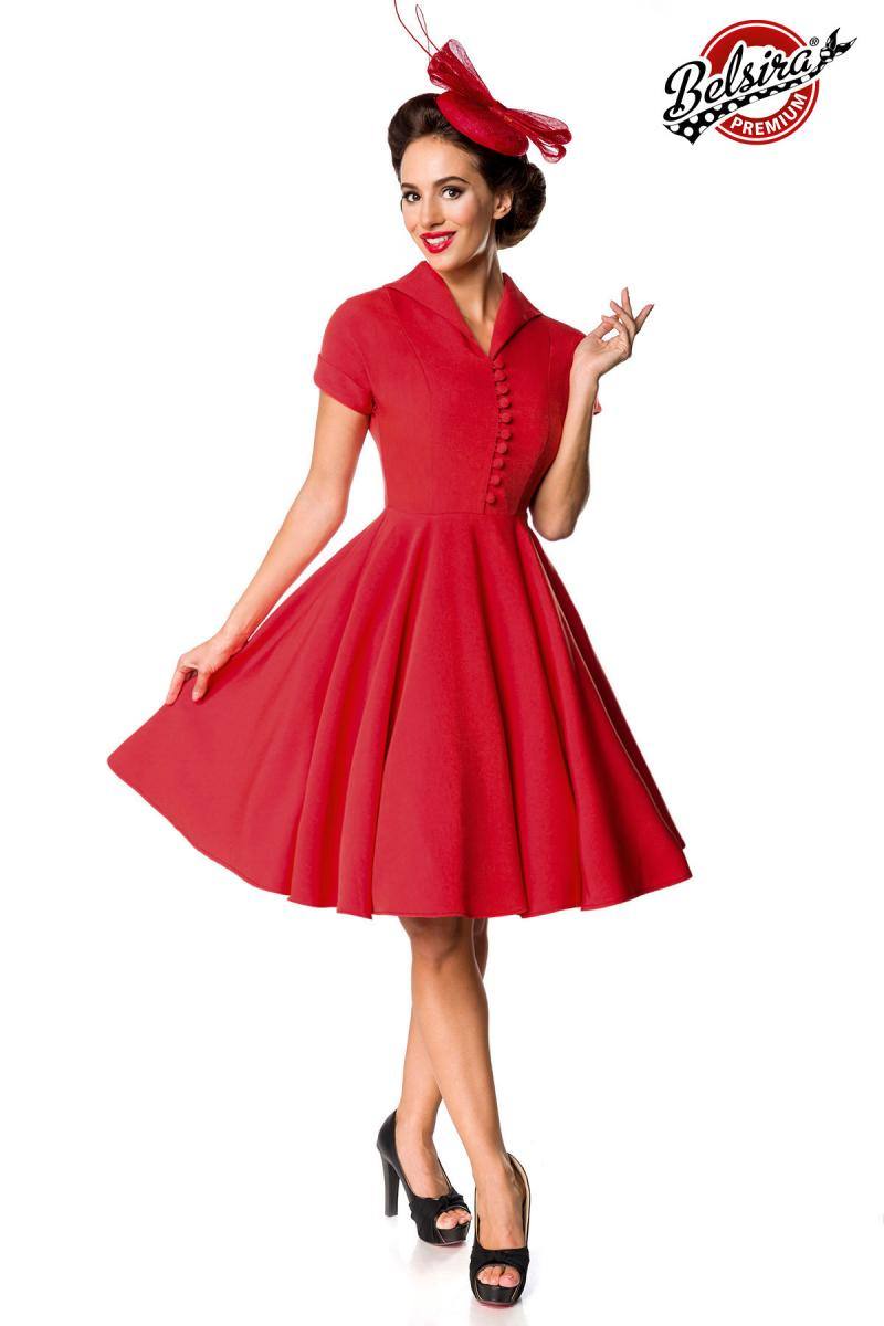 Premium Retrokleid Swing Kleid Rot Mit Kurze Armel