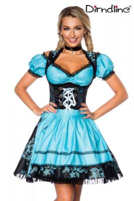 Bluse & Dirndl aus Jacquard blau