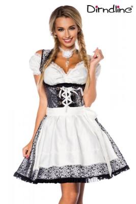 Bluse & Dirndl aus Jacquard Silber