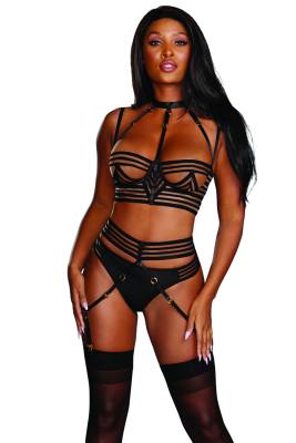 Dessous-Set mit Riemchen schwarz