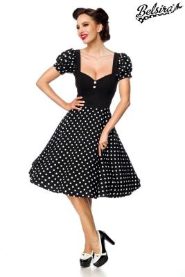 Kleid mit Puffärmeln in schwarz/weiß