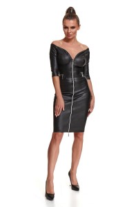 Lederimitat Kleid in Bleistiftform.