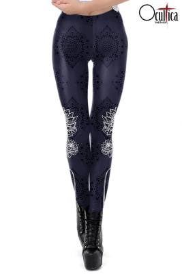 Leggings schwarz mit Blumendruck