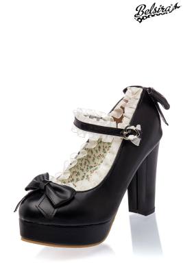 Mary Jane Pumps mit Plateau schwarz