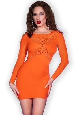 Minikleid in neonorange mit einzigartigem Design