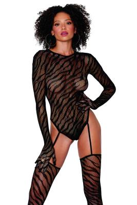 Netz Bodystocking mit Zebramuster