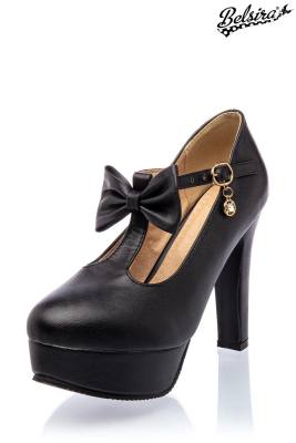 Plateau Pumps im Retrolook schwarz