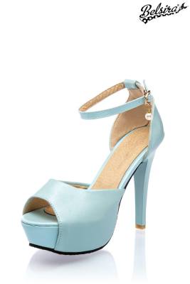 Riemchen-Peep-Toe Pumps hellblau