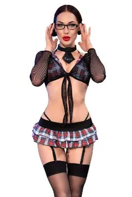 Netz Schulm&auml;dchen-Outfit mit ein...